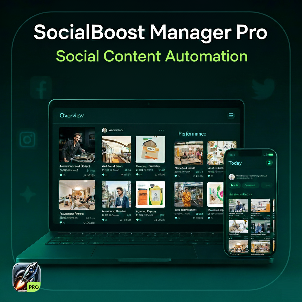 SocialBoost Manager PRO Logo Facebook Instagram Post Automation