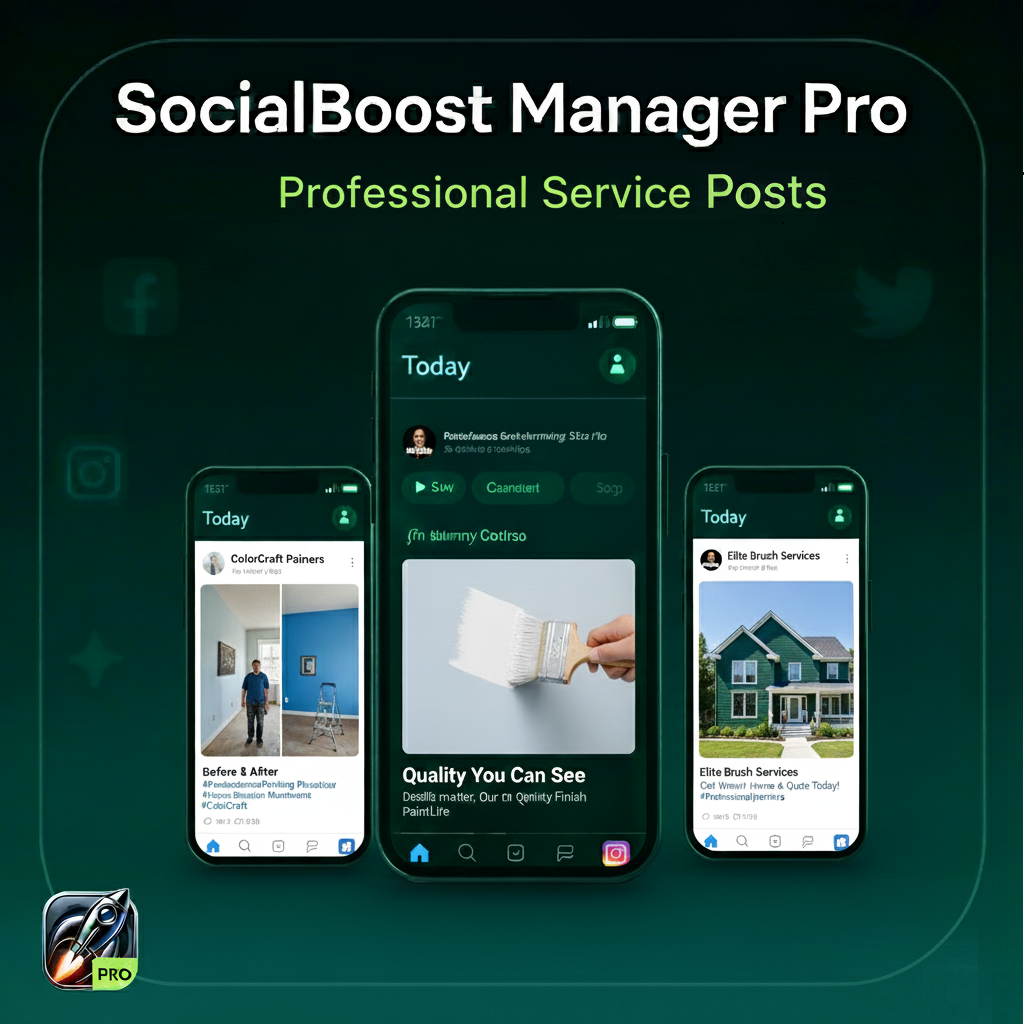SocialBoost Manager PRO Logo Professional Services Facebook Instagram Post Automation