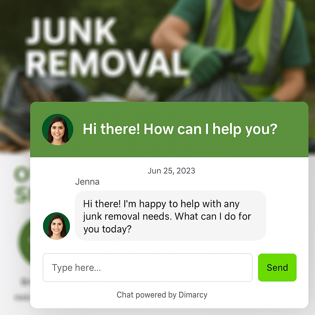 Dimarcy Smart Chat Powered by AI for Junk Removal Services